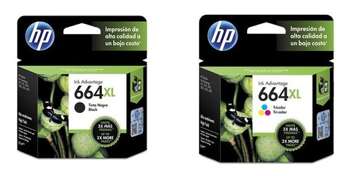 Combo Cartucho Hp 664xl F6v31al Negro + Hp 664xl F6v30 Color