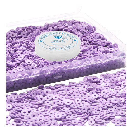 4000 Pcs Light Purple Clay Cuentas Para Pulseras, Espaciador