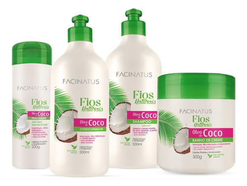 Kit Coco Shampoo/condicionador/banho De Creme/finalizador