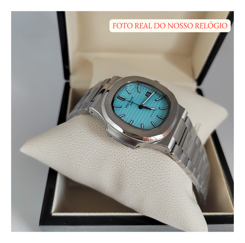 Relogio Patek Nautilus Automático Azul Tiffany Prateado Prateado Prateado Azul-celeste