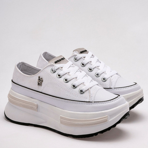 Tenis Chunky Para Mujer American Polo 2572, Blanco Ce D7