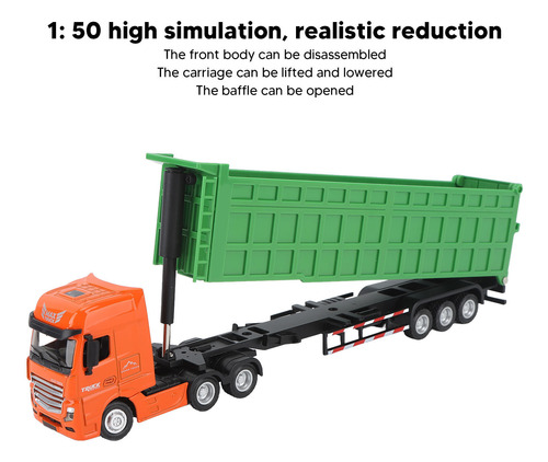 Modelo 1:50 Truck Scale Diecast Toy Static Car Dump Para Cri