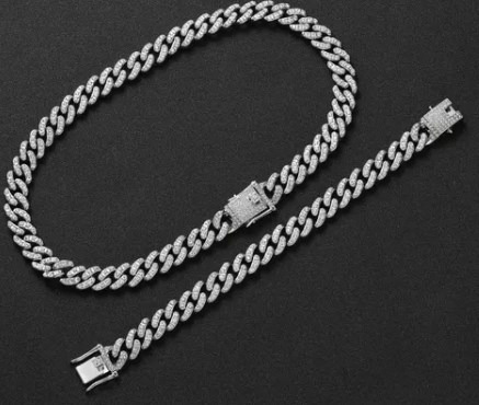 Pulsera Hip Hop, 2 Piezas, Collar De Diamantes De Imitación