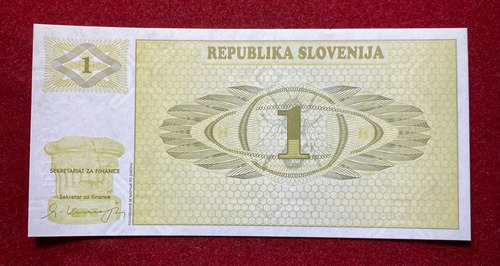 Billete 1 Tolar Eslovenia 1990 Sin Circular Pick 1 A Unc
