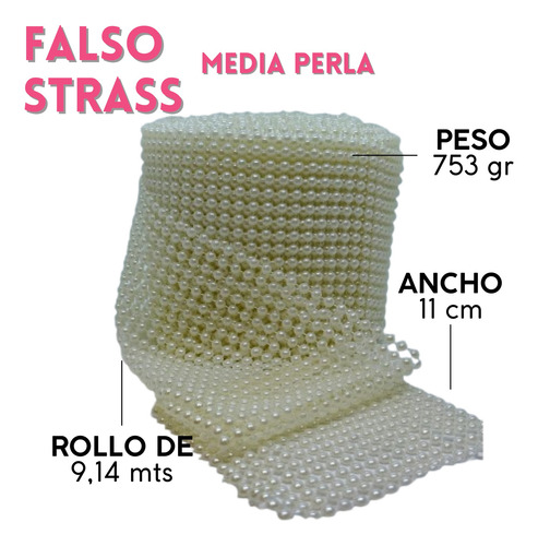 Rollo De Falso Strass-media Perla X 10 Yardas