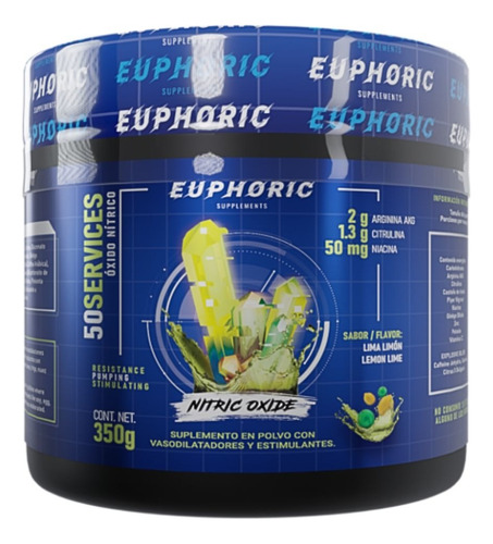 Óxido Nítrico Euphoric 350g 50 Servicios Varios Sabores