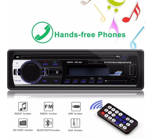 Reproductor Para Carro 1 Din Bt - Usb - Micro Sd - Aux