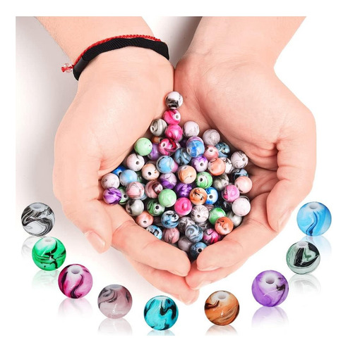 Miiim 500pcs Beads De Patrón De Tinta Acrílica, Rosario De 8