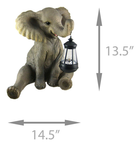 Encantadora Estatua De Elefante Africano Con Linterna, Adora