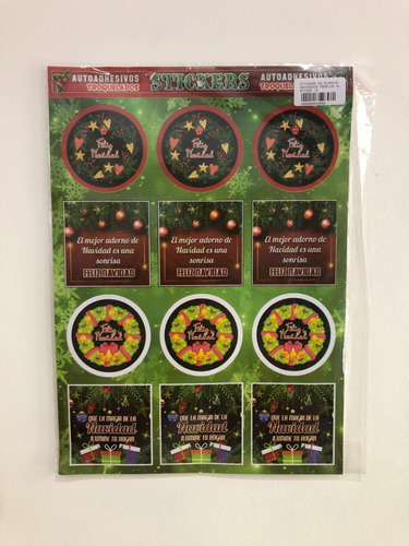 Pack X 5 Planchas De Stickers De Navidad Con 12 Stickers C/u