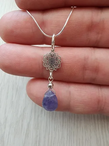 Colgante Piedra Tanzanita 36.2mm , Contra La Envidia , Plata