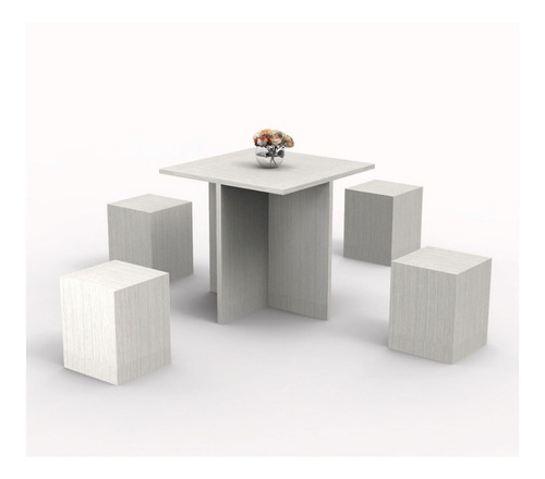 Imagen 1 de 10 de Juego Comedor Living Delos Mesa + 4 Cubos Puff Cocina