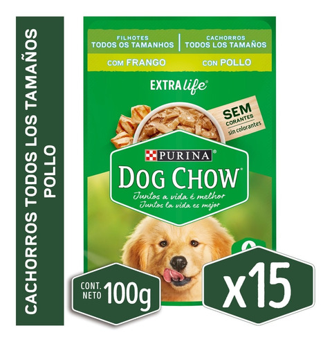 Sachet Dog Chow Cachorro Pollo De 15x100grs