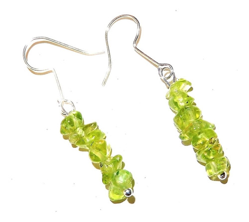 2 Aretes Piedra Original Peridota Verde (chip)