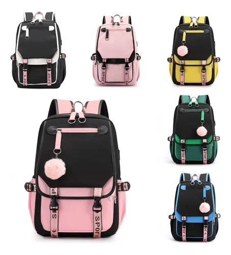Mochila kawaii estilo coreano juvenil con puerto usb sale