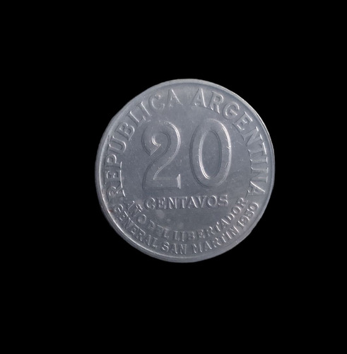 Moneda Argentina 20 Centavos Año De San Martín  1950 Níquel 