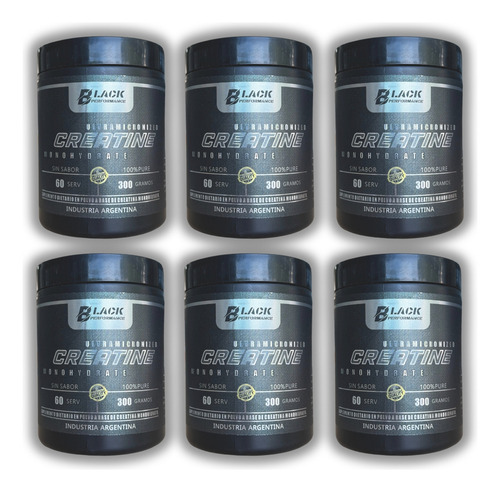 Creatine Monohydrate 100% Pura 300 Grs Black Performance 6 X Sabor Sin Sabor