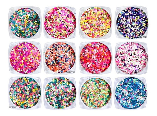 Confetti Mix De Colores Para Decoración De Uñas 12 Modelos