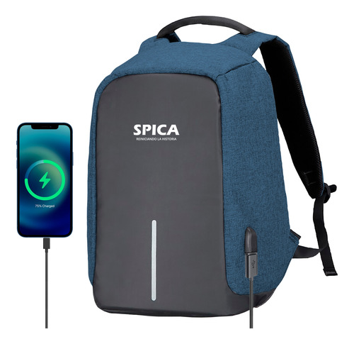 Mochila Antirrobo Impermeable Spica Notebook Usb Anticorte