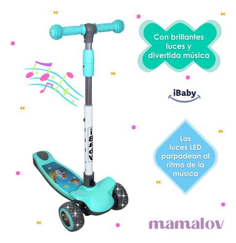 Scooter De Pie Plegable Con Música De 2 A 12 Año Ibaby Cyber