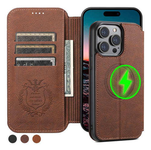 Capa De Couro Para Celular Compatível Com Carregamento Sem