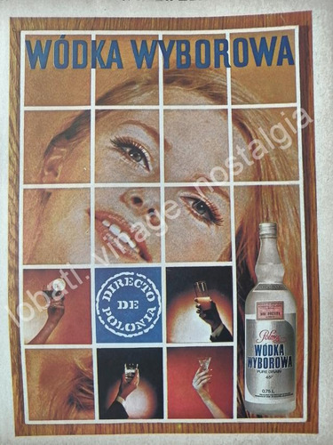 Cartel Publicitario Retro Vodka Wyborowa 1974 /v317 Raro