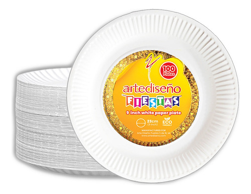 Plato De Cartón Para Fiestas, Color Blanco 100 Pz Plato De Cartón Para Fiestas 9 Pulgadas Color Blanco