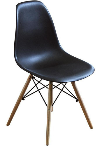 Silla Charles Eames negra con patas de madera 82 x 47 cm