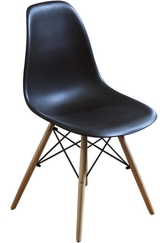 Cadeira Charles Eames Preta Com Pés De Madeira 82x47cm