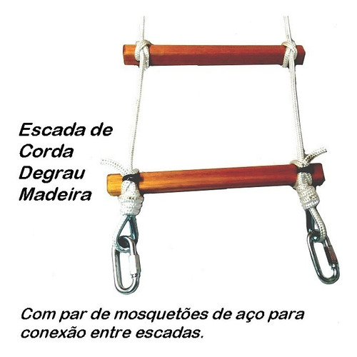 Escada De Corda Degrau Madeira 4,8m