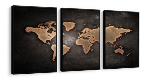 Quadro Decorativo Mapa Mundi Escritório Recepção Mapas Mundo