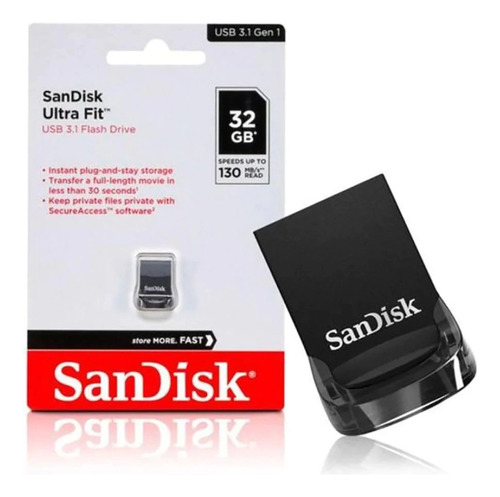 Pendrive 32gb Usb 3.2 Pen Mini Sandisk Ultra Fit X2 Unidades Negro Ultra Fit