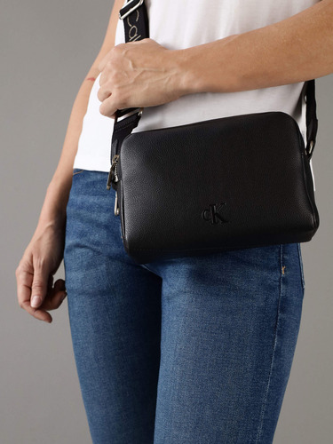 Bolsa Negra Crossbody Monograma Calvin Klein De Mujer