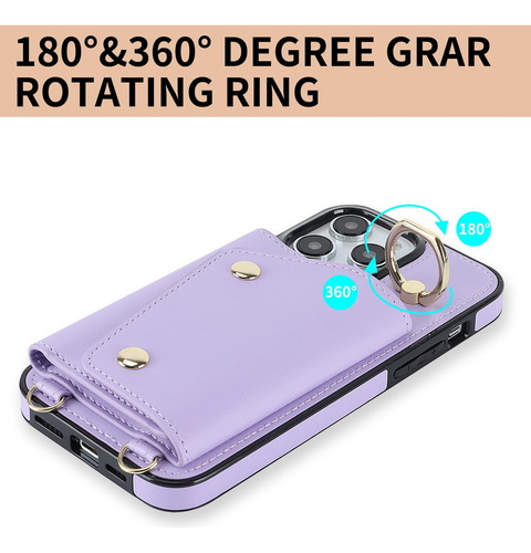 Funda Cartera Para iPhone 16 Pro Max Con Tarjetero Y Correa