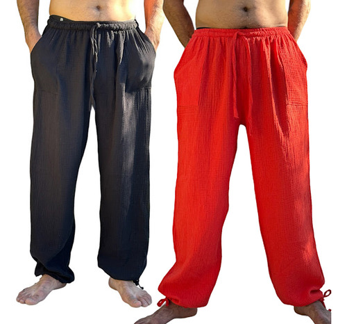 Pantalón Unisex  Bolsillos  Yoga Playa Verano Playa Pack X2