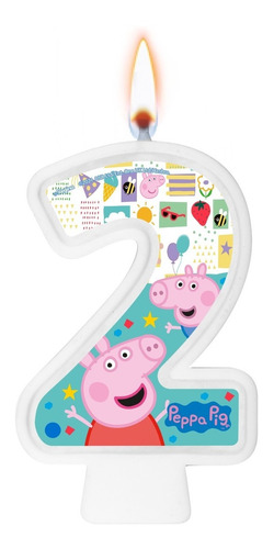 Número 2 - Vela Peppa Pig - Para Aniversário, Bolo E Festa