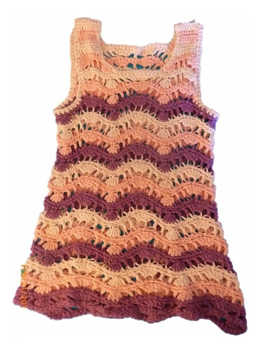 Vestido En Crochet Tejido Artesanalmente Para Nena