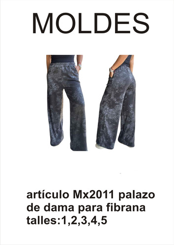 Moldes Patrones Pantalón Palazo De Dama Tela Fibrana Textil 1,2,3,4,5