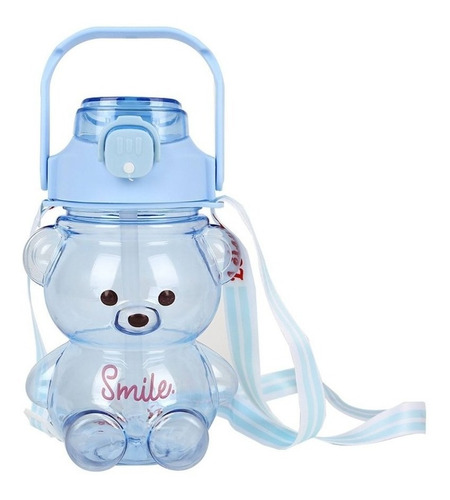 Botella Antiderrame  Agua 1 Litro Oso Kawaii + Stickers 3d