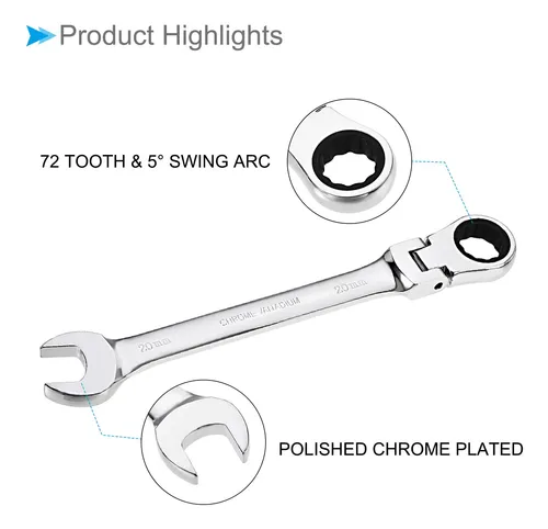 Cocud Llave De Trinquete De Cabeza Flexible, Cabeza Metrica