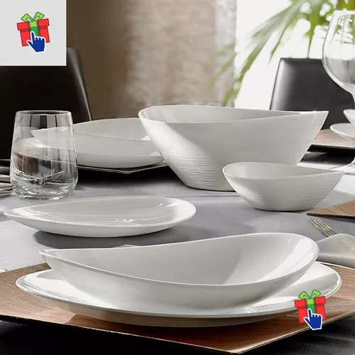 Set X6 Platos Hondos Sopa Ovalado Blanco Vidrio Templado - $ 29.449