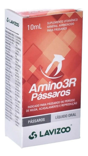 Amino 3r Pássaros 10ml Suplemento Vitamínico Mineral Oral