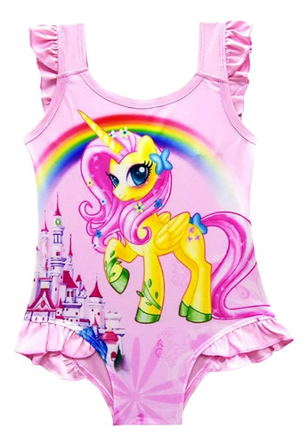 Traje De Baño Para Niñas De Una Pieza Con Diseño De Unicorni