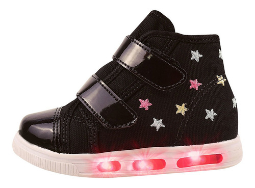 Imagem 1 de 4 de Tênis Infantil Menina Cano Alto Star Color Led Pisou Piscou