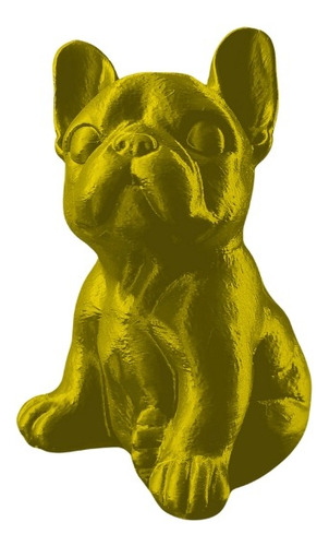 Bulldog Frances En 3d - 22cm Pintado A Mano Dorado