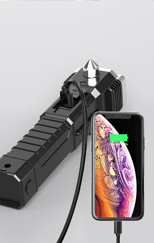 Linterna táctica militar indestructible con linterna Breaker Sos, color plata, luz blanca