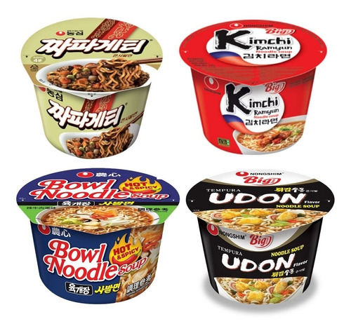 Kit 4 Lamen Coreano Big Cup Chapagetti Udon Kimchi Yuguejang