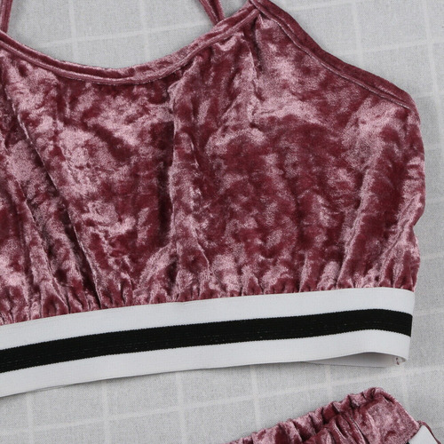 Conjunto De Dos Piezas A La Moda Con Tirantes De Terciopelo