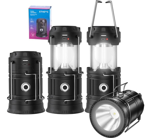 Farol Linterna De Camping Led 3w Con Carga Solar Power Bank 