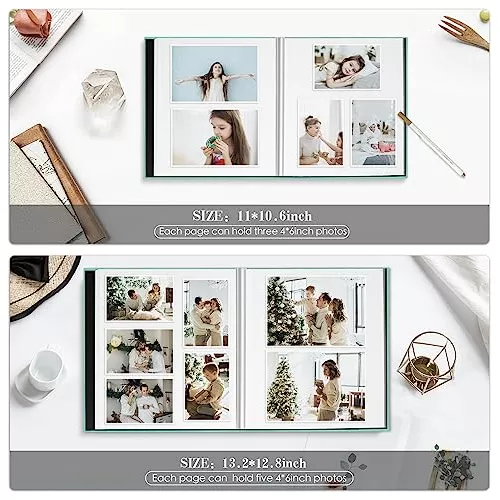 Self Adhesive Scrapbook Photo Album 3x5 4x6 5x7 6x8 8x10, AIOR Magnetic Scrapbook Album Linen Hardcover 40 Pages with 2 Metalic Pens for DIY Baby